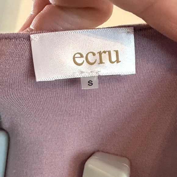 Ecru Mauve Ruffle V-Neck Leather Top - Picture 5 of 9